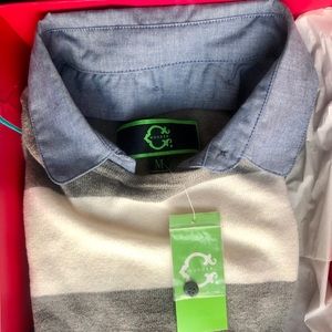 C.Wonder striped sweater w/ removable denim collar